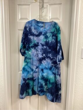 Christian Audigier Blue & Teal Tie-Dye dress